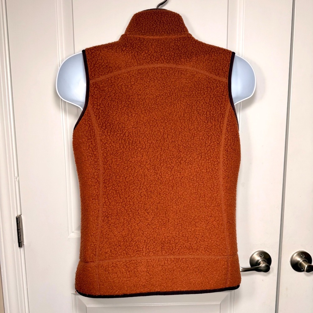 Patagonia Retro Pile Fleece Vest Rust Orange Full Zip Outdoor Layer Small - Picture 2 of 8